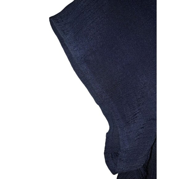 Liz Claiborne Womens Blue Beaded Studded XL Tie Neck Blouse Boho Peasant - Picture 2 of 6